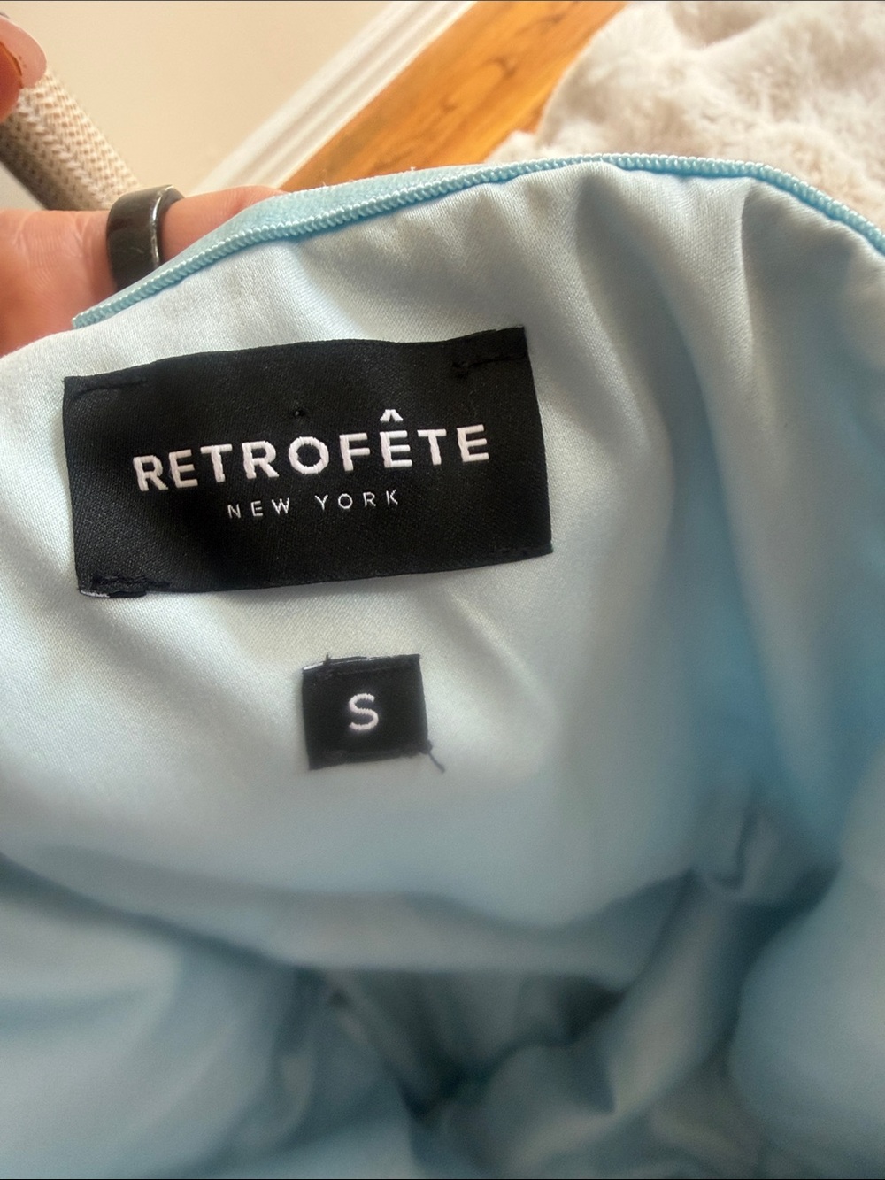 Retrofete Aqua Metallic Strapless Sweetheart Maxi Gown with High Slit - Picture 2 of 2